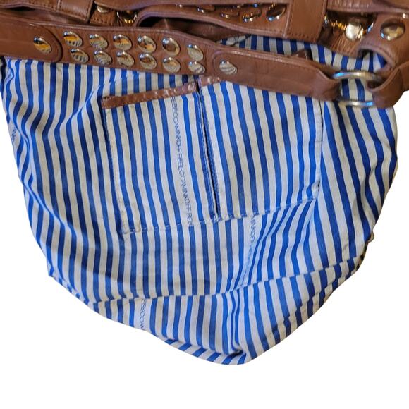 Vtg. Rebecca Minkoff Brown Studded Leather Shoulder Hobo Weekender Tote Bag - Picture 9 of 12